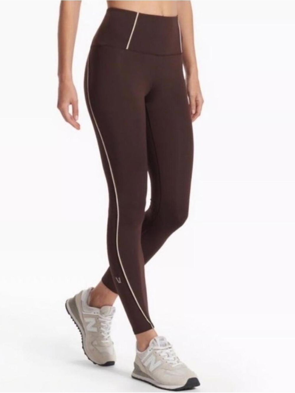 Vuori espresso Brown High-Rise Leggings with Contrast Side Stripe